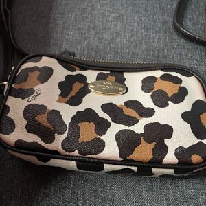 Coach Animal Print Crossbody Bag - Black, Brown, and Cream